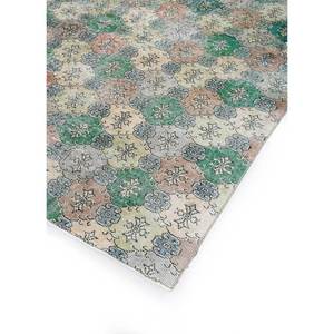 Tapis en laine noué à la main de grande taille vert vintage Pae-2650 à motifs géométriques et abstraits pour salon et couloir - Product Image 2