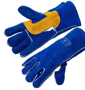 14 Or 16 Inch Custom Logo Red Cow Split Leather Cheap Soft Safety Welding Gloves For Welders