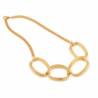 Ensemble collier et bracelet à maillons ovales géométriques, plaqué or, chaîne épaisse, bijoux tendance pour femmes, vente en gros