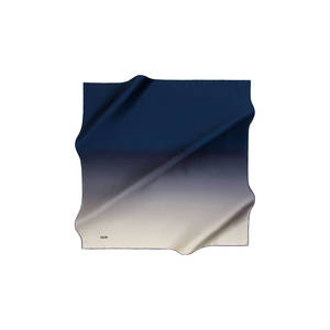 Navy Blue Beige <b>Silk</b> Gradient Square <b>Scarf</b>-Designer Printed Satin <b>Scarf</b> for All Seasons - Product Image 1