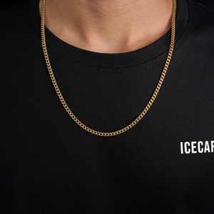 สร้อยคิวบาลิงค์ทอง 14K ขนาด 4 มม. แบบกล่องประดับเพชรซิคอน มุก โลหะผสมทองแดงทองเหลือง เครื่องประดับแฟชั่นแนวศาสนาสำหรับงานปาร์ตี้และงานแต่งงาน - Product Image 3