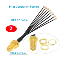 Câble d'extension d'antenne WiFi SMA femelle vers répartiteur 8x RF1 femelle 1ère génération (RF1.13/RF1.37/RG178)