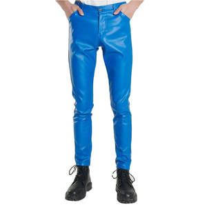 Pantalon en cuir pour homme, coupe slim, style classique, streetwear, tendance, confortable - Product Image 1