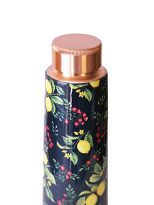 Bouteille d'eau de voyage en cuivre pur à 100% avec un design floral, des ustensiles de cuisine émaillés et fabriqués en Inde. - Product Image 6