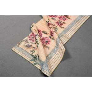 Tapis turc 2,4 x 5,8 pieds, tapis rose à pois en laine - Product Image 4