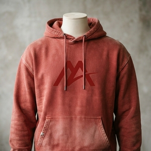 Sudadera con Capucha Mayra para Hombre, Color Coral Lavado, con Logotipo Rojo, Felpa, Estilo Urbano, Informal, Personalizable, Venta al Por Mayor, OEM - Product Image 6
