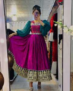 Feroza <span class=keywords><strong>Banarsi</strong></span>生地アフガニスタン服ビンテージKuchiエスニックアフガニスタン服ジプシースタイルアフガニスタンKuchiドレス - Product Image 2