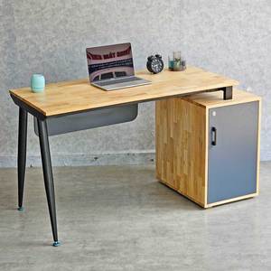 Escritorio de Oficina Moderno y Minimalista con Superficie de Madera de Caucho y Patas de Hierro 120x60cm HBCO058 - Product Image 2