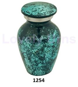 Petites urnes souvenirs en aluminium miroitant bleu Boîte en velours gratuite - Product Image 1