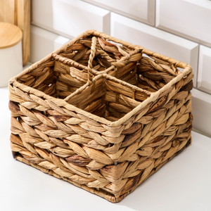 Porta Utensilios de Jacinto de Agua Tejido a Mano / Organizador de Cocina Tejido Decorativo con Compartimentos para Cubiertos, Servilletas y Platería - Product Image 4