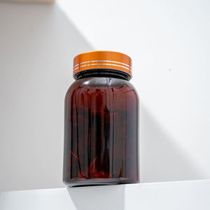Botella de cápsula de plástico PET ámbar de Venta caliente Botella de píldora de medicina vacía con tapón de rosca de 180ml para uso farmacéutico y sanitario - Product Image 4