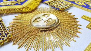 Delantal de Maestro Masón de la Gran Logia, Piel de Cordero de Primera Calidad, Flecos Dorados, Ribete de Terciopelo, Delantal de Regalia Premium - Product Image 6