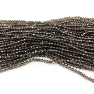 3mm 4mm perles de quartz fumé rond à facettes micro perles de cristal en vrac brin pour bijoux bricolage perles de pierre - Product Image 3
