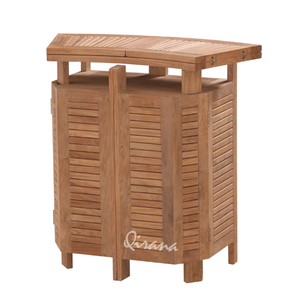 Table de bar de jardin naturelle modèle Table de bar pliable en teck avec matériau en laiton massif et durable pour les meubles de fête de boissons froides à la maison - Product Image 1