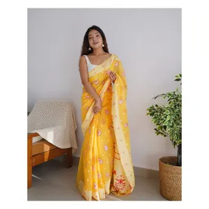 Wedding and Party Wear Lakhanavi Weaving Work Lilan Soft Saree dal produttore ed esportatore indiano più quotato