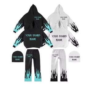 Fabricant Vente de Gros Combinaisons de Jogging de Sport en Polaire avec Logo Personnalisé Ensembles pour Hommes Couleur Unie Impression 3D Bouffante Survêtements pour Hommes Ensemble 2 Pièces - Product Image 3