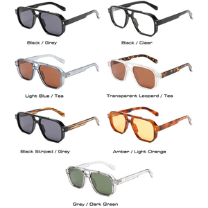 2025 Custom Vintage Men Women Rivets Pilot Sun Glasses UV400 <strong>Dark</strong> Green <strong>Shades</strong> Double Bridges Square Pilot Sunglasses Men Women - Product Image 4