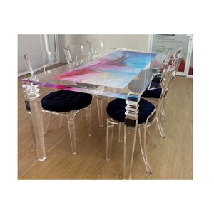 Clear Acrylic <b>Table</b> Supplier Home Use Dinning <b>Table</b> Dining White Transparent High Quality for Sale - Product Image 1