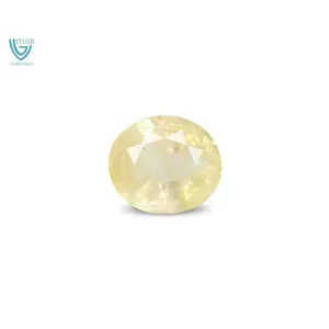 Saphir Jaune Naturel de 4,39 Carats (Pukhraj) - Pierre Précieuse Facettée Taille Émeraude - Product Image 1
