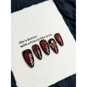 Crimson Glass Bloom Press on Nail Art - Product Image 4