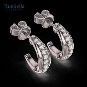 Boucles d'oreilles plaquées or rose en argent sterling 925 Boucles d'oreilles demi-rondes avec diamant rond pour femmes - Product Image 3