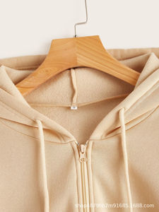 Full Sleeve Hoodies <b>Crop</b> Top Autumn <b>Hoodie</b> <b>Zip</b> <b>up</b> Women's Custom Color <b>Crop</b> Top Hoodies - Product Image 6