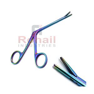 Pinzas Micro Alligator para Oído, Nariz y Garganta (ENT), Instrumentos de Laboratorio para la Extracción de Cera, con Vástago Angulado y Mordazas Dentadas Tipo Cocodrilo - Product Image 2