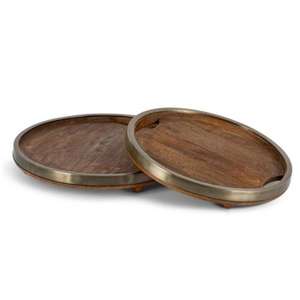 Ensemble de 2 plateaux de service en bois artisanal en bois au design antique pur avec des matériaux et une qualité extra premium au prix le plus bas - Product Image 5
