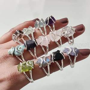 Rough <b>Stone</b> Jewelry Women's <b>Ring</b> Natural Turquoise Tourmaline Aquamarine Gemstone Statement Jewelry 925 Sterling <b>Silver</b> <b>Ring</b> - Product Image 1