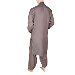Shalwar Kameez Bordado para Hombre con Cuello de Banda - Color Café - Product Image 5