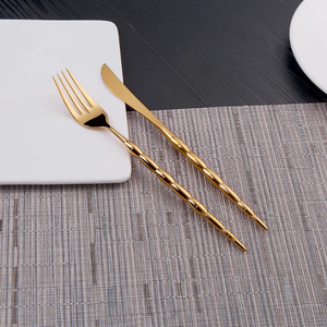 Nouveau ensemble de couverts en acier inoxydable manche martelé vaisselle événement de mariage couverts dîner couteau cuillère fourchette maison restaurant décor - Product Image 6