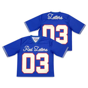 Impression par sublimation personnalisée Chemise en maille coupe carrée, maillot de football américain décontracté de grande taille avec col en V et manches courtes pour le sport - Product Image 6