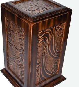 Urnes en bois faites à la main pour cendres humaines Urnes funéraires en bois pour adultes (11x6x6 pouces Design antique) - Product Image 4