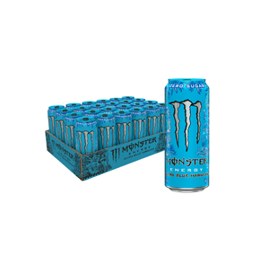 Pack de 12 canettes Monster Energy Drink Ultra Blue 500ml avec arômes naturels et artificiels pour un goût authentique de fruits bleus légers - Product Image 3