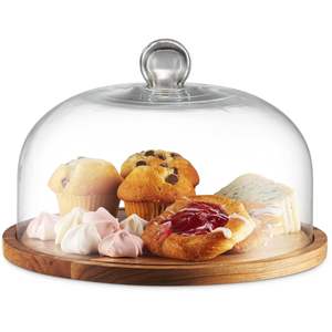 Base de Madera para Pastel con Tapa de Cristal – Soporte Redondo de Madera para Exhibición de Pasteles con Cubierta de Cristal para Panadería y Postres - Product Image 3