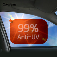 Sview Yeniden Kullanılabilir Kahverengi Araba Camı Yapışkanlı Güneşlik PC Malzeme Net Görüş %99 UV Korumalı Tesla Model Y Yan Cam Güneşlikleri XL