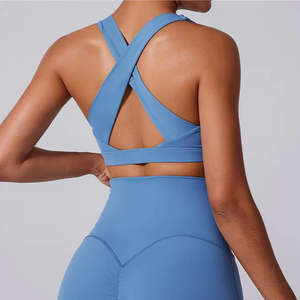 Soutien-gorge de sport pour femme avec découpe en X au dos, haute élasticité, maintien solide, léger, pour la course à pied et le fitness - Product Image 2