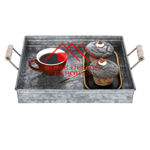 2025 Best-seller Plateau de service en métal fait à la main Plateau de service en métal galvanisé sur mesure pour aliments et boissons - Product Image 1