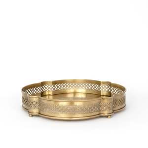 Plateau décoratif en métal doré élégant Plateau décoratif chic pour présentoir de table Plateaux décoratifs en métal faits à la main - Product Image 6