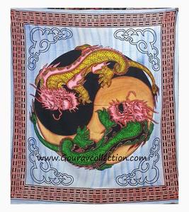Tapiz con estampado de DRANGON, YIN-YANG con pincel, estampado Digital, decorativo, colgante de pared, hecho a medida, venta al por mayor, Sábana de algodón, GC-TPDB-214 - Product Image 1