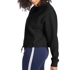 2024, venta al por mayor, Sudadera de cuello redondo negra lisa, Jersey de algodón 100, sudadera de gran tamaño, sudaderas de lana en blanco para mujer - Product Image 6