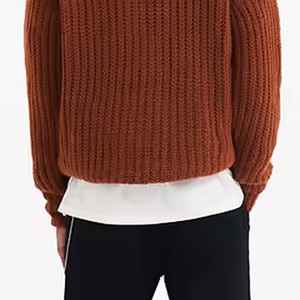 เสื้อสเวตเตอร์ถักไหมพรมขนแกะระบายอากาศได้ดีคอกลมแขนยาวสำหรับผู้ชายเสื้อสเวตเตอร์ถักแบบสวมศีรษะสำหรับฤดูหนาว100% ใหม่ - Product Image 6