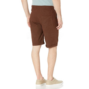 Pantalones cortos de algodón para hombre de verano 2023, pantalones cortos informales con cintura elástica y patrón sólido teñido liso personalizados al por mayor - Product Image 4