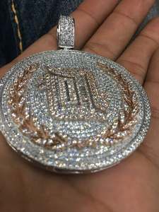 Colgante de moissanita real de corte redondo chapado en oro blanco de 14 quilates de 3,50 quilates, colgante circular personalizable para fiestas, colgantes y dijes finos - Product Image 5