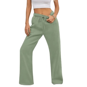 Custom Casual Dark Loose <b>Jogger</b> Embroidery Logo Cotton <b>Stacked</b> Sweatpants Women Baggy Flare Stripe Straight Wide Leg Men - Product Image 1