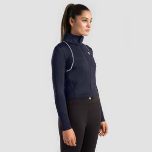 Chaqueta Delgada Aero Fit Azul Marino para Otoño con Cuello Alto y Característica Transpirable - Product Image 1