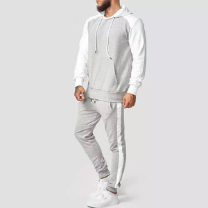 Ensemble 2 pièces de survêtement pour hommes, jogging décontracté, athlétique, survêtement à capuche, fermeture à glissière complète, couleur blocs, tenue à manches longues - Product Image 1