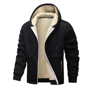 Sudadera cálida con forro térmico y cremallera con capucha informal para hombre - Product Image 1