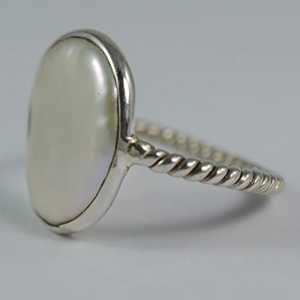 Handmade 925 Sterling <b>Silver</b> Coin Pearl <b>Ring</b> Freshwater <b>Statement</b> Promise Jewelry Gift for Her Anniversary - Product Image 5