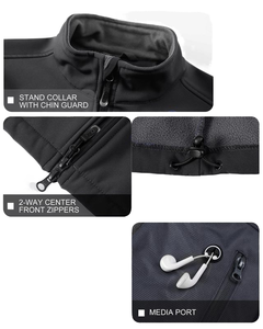 Venta al por mayor de chaqueta de invierno de concha suave cuello levantado logotipo frontal forro polar Cálido impermeable con cremallera cortavientos para senderismo al aire libre - Product Image 3